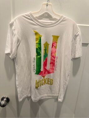 Wicked Graphic Tee Adult Small Elphaba Glinda Broadway Movie Shirt White